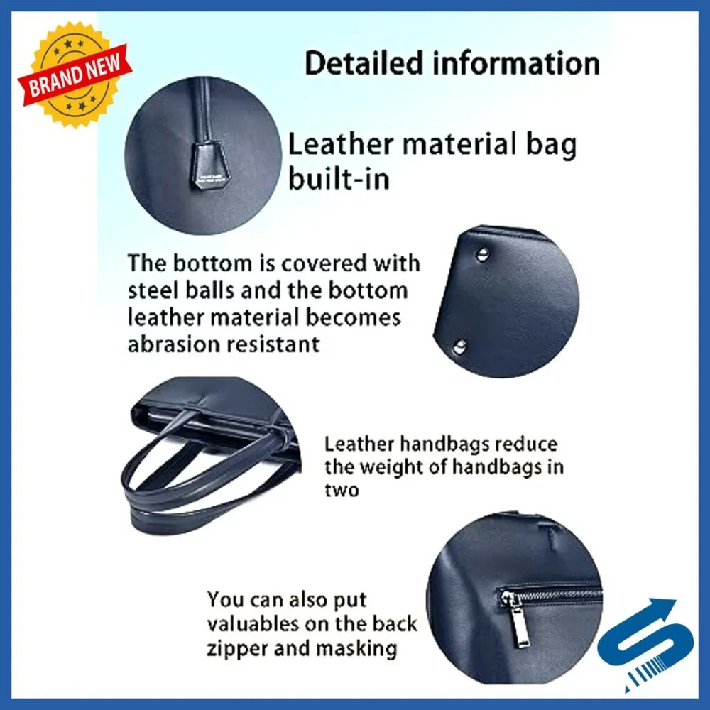 Large Leather Briefcase Tote Bag for Work School Business Laptop